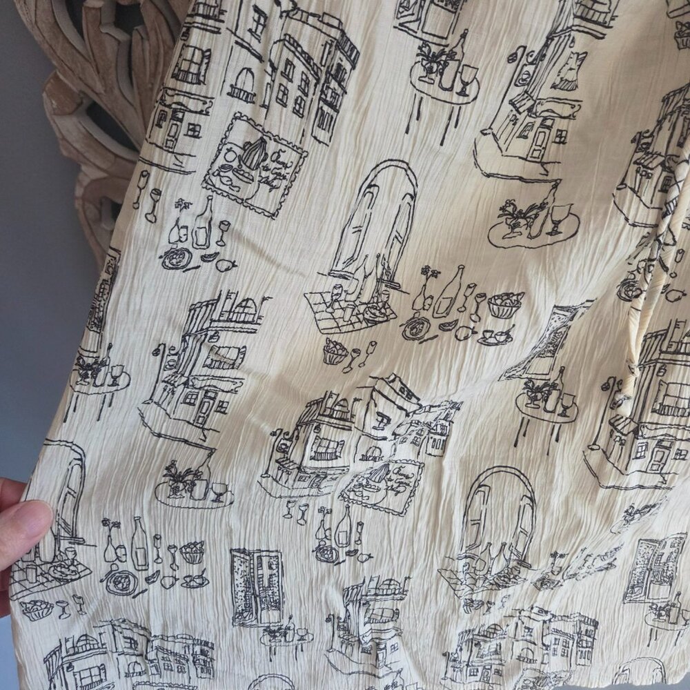 Abercrombie & Fitch Cream Parisian Cafe Patterned Tie Front Mini Dress M - Picture 3 of 9